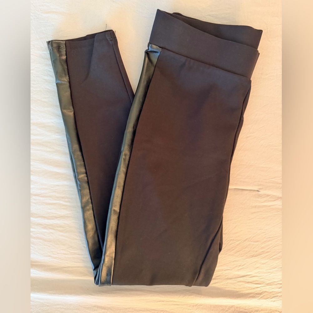 Vince Camuto Black Leggings with Faux Leather Detail